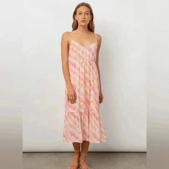 RAILS Delilah Tie-dye Long Tiered Dress Sunset Tie Dye size Large - Picture 1 of 9